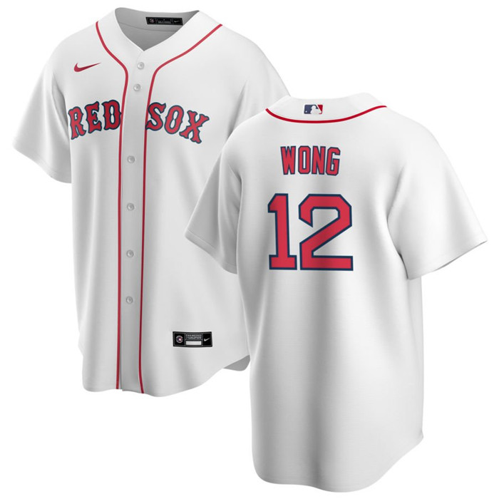 Men's Boston Red Sox #12 Connor Wong White Cool Base Stitched Jersey